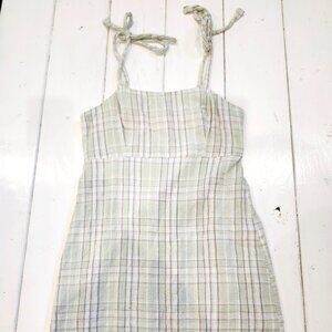 Hollister Green Plaid Tie Strap Mini Dress Women's Size S